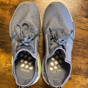 size 8 custom blue adidas NMDs